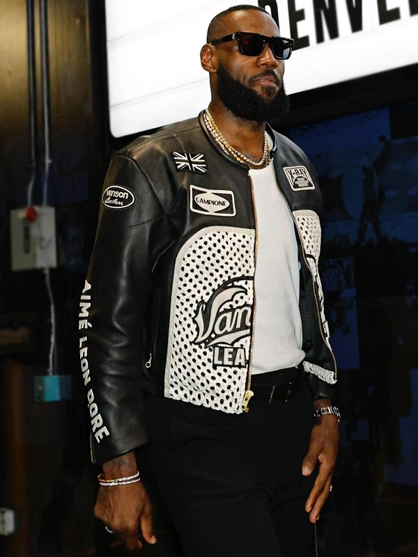 Lakers Lebron James Aime Leon Career 40k Black Leather Jacket