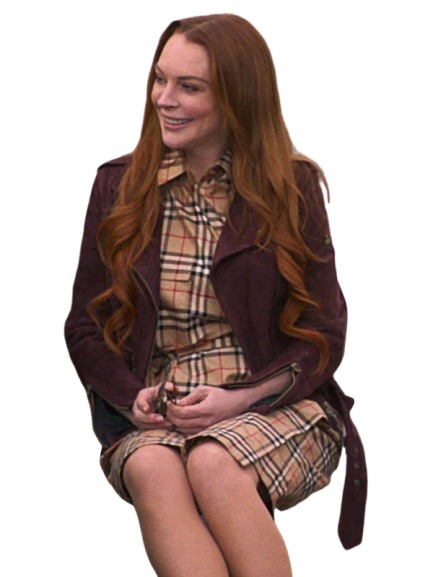 Lindsay Lohan Irish Wish Maroon Biker Jacket