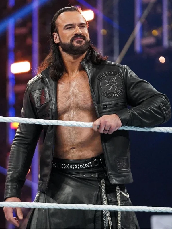 Scottish Warrior Drew McIntyre Black Leather Jacket