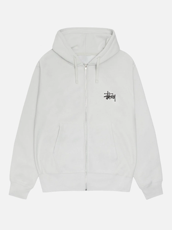 Stussy Basic Zip-Up Hoodie White