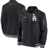 los angeles dodgers nike authentic collection full-zip bomber jacket - black