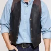 Bison Leather Vest Mens