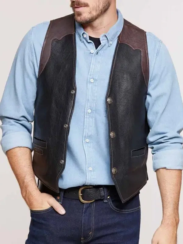 Bison Leather Vest Mens