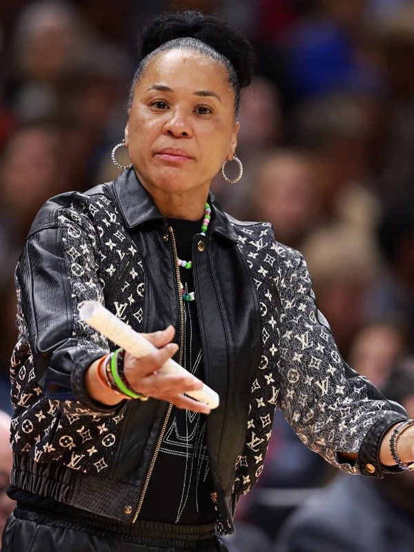 Dawn Staley Louis Vuitton Black Leather Jacket