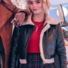 Doctor Who S14 Millie Gibson Black Leather Shearling Jacket