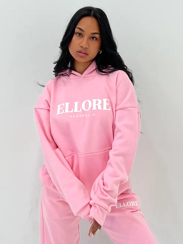 Ellore Pink Boxy Oversized Hoodie