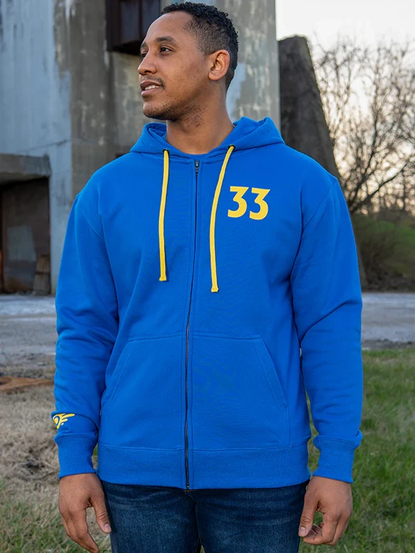 Fallout Vault 33 Blue Zip-Up Hoodie