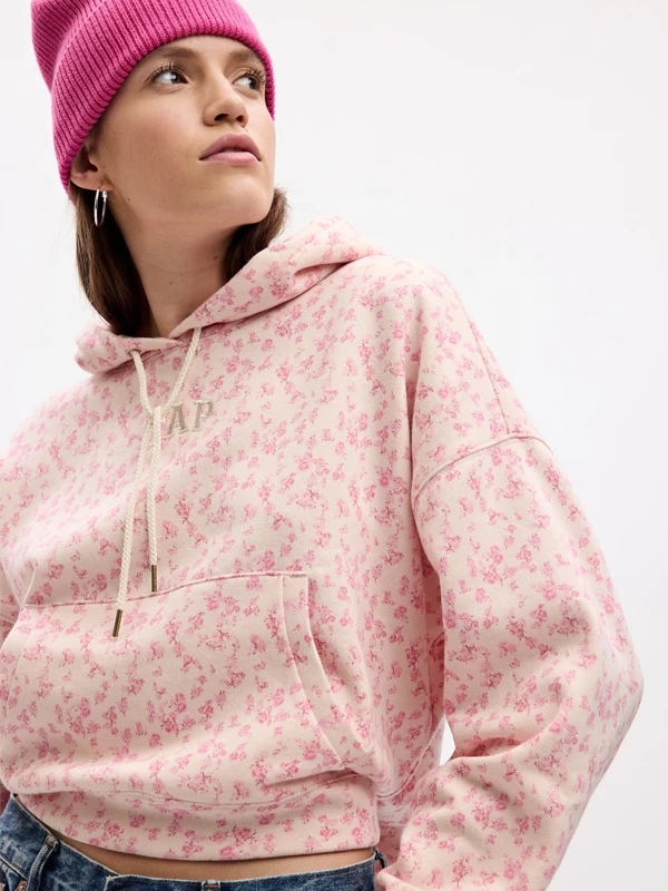 Gap × LoveShackFancy Floral Cropped Hoodie