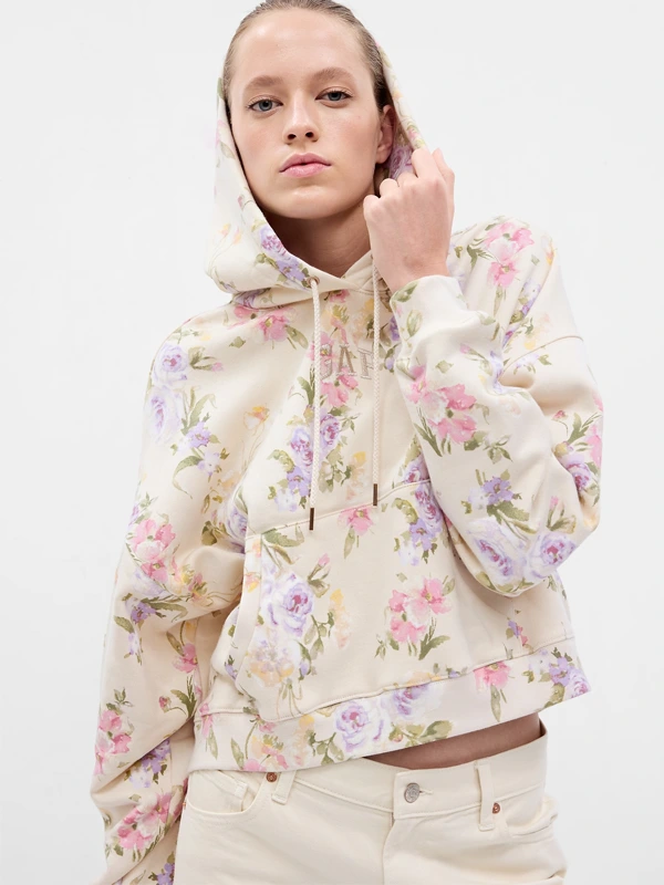 Gap Multi Floral Cropped Hoodie