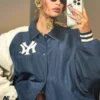 Hailey Bieber New York Yankees Bomber Jacket