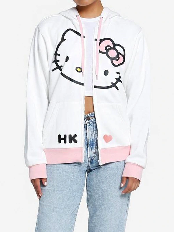 Hello Kitty White Zip-Up Hoodie