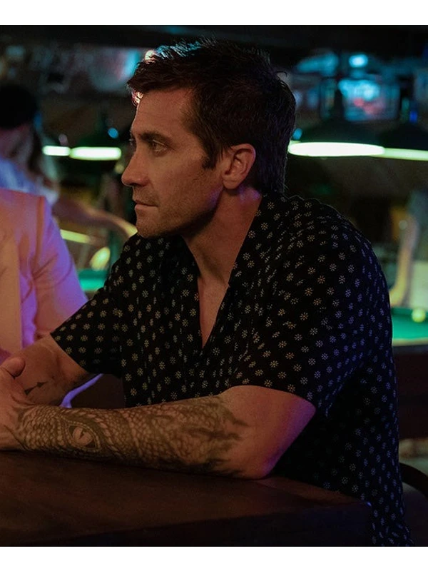 Jake Gyllenhaal Road House Black Polka Dot Shirt