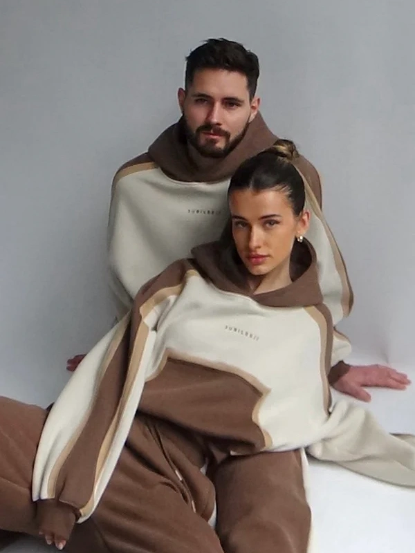 Jubilee Cloud Brown and Cream Oversized Hoodie