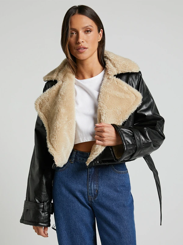 Lioness Off Duty Jacket | Shearling Black Lioness Leather Jacket