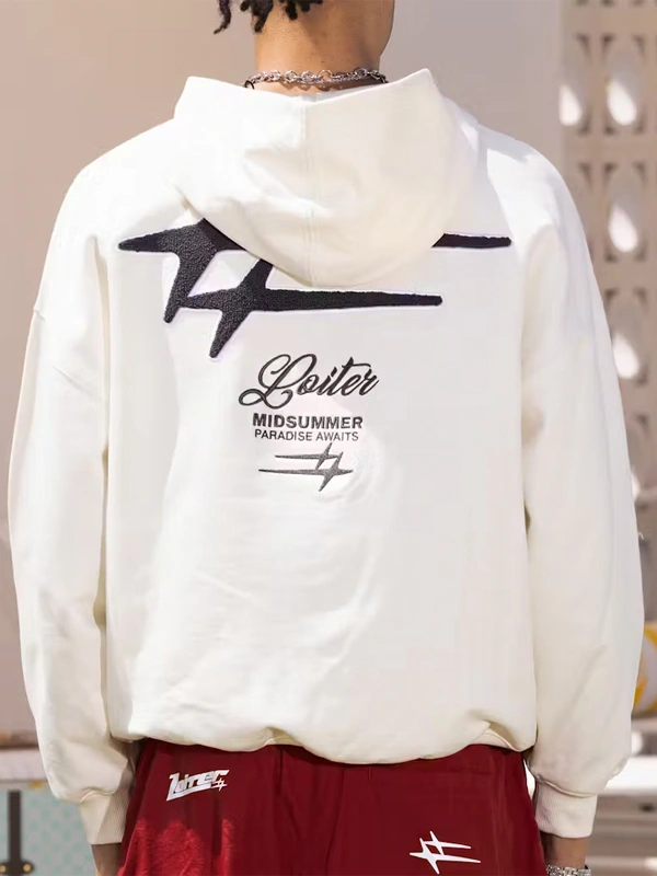 Loiter White Patchwork Hoodie