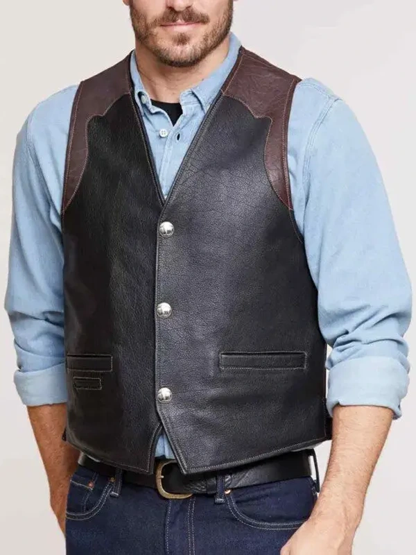 Mens Bison Leather Vest