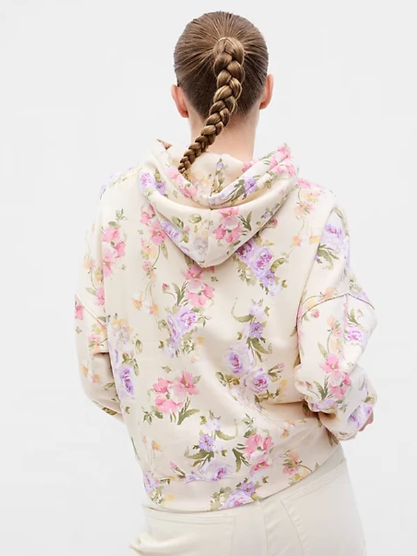 Multi Floral Gap Cropped Hoodie