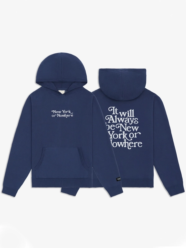 New York or Nowhere Motto Knit Hoodie