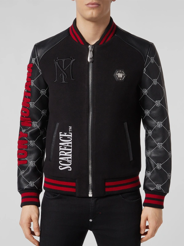 Philipp Plein Tony Montana Scarface Leather Bomber Jacket