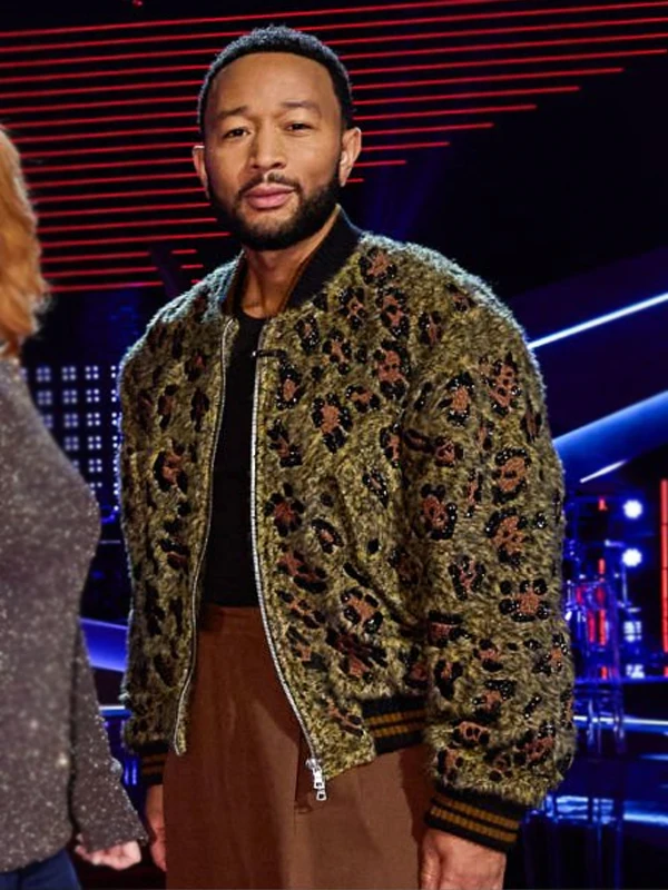 The Voice S24 John Legend’s Leopard Green Bomber Jacket