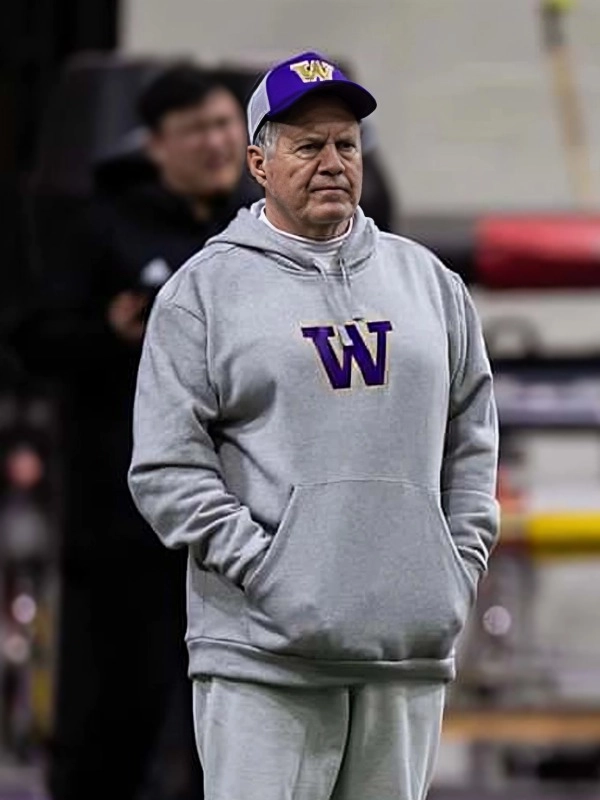 WASHINGTON HUSKIES BILL BELICHICK GREY HOODIEQ