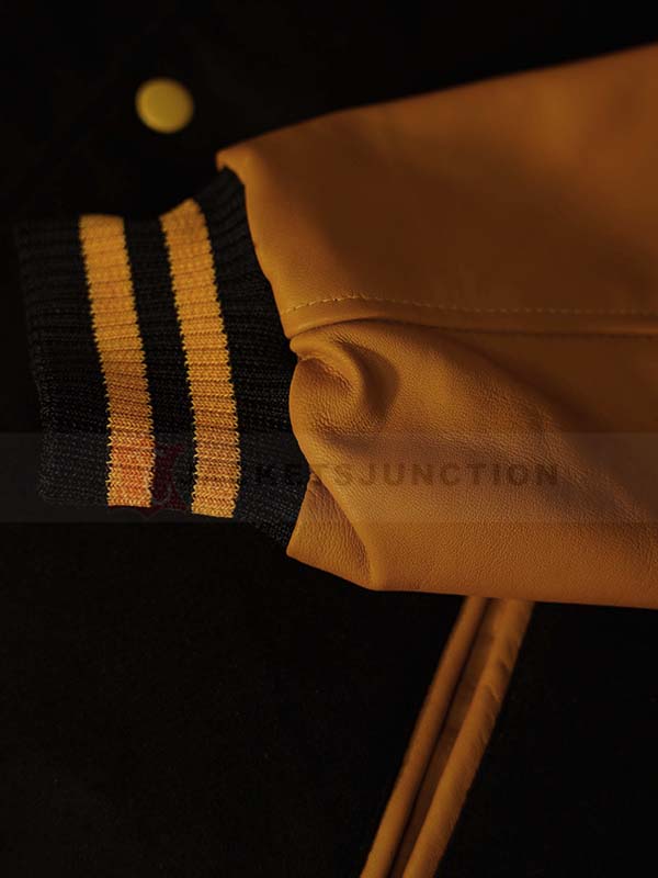 fall guy black & yellow letterman jacket