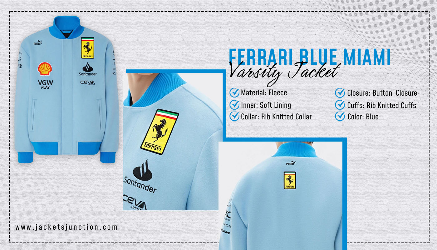 ferrari blue miami grand prix jacket