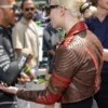 Anya Taylor Joy F1 GP Monaco Brown Leather Jacket