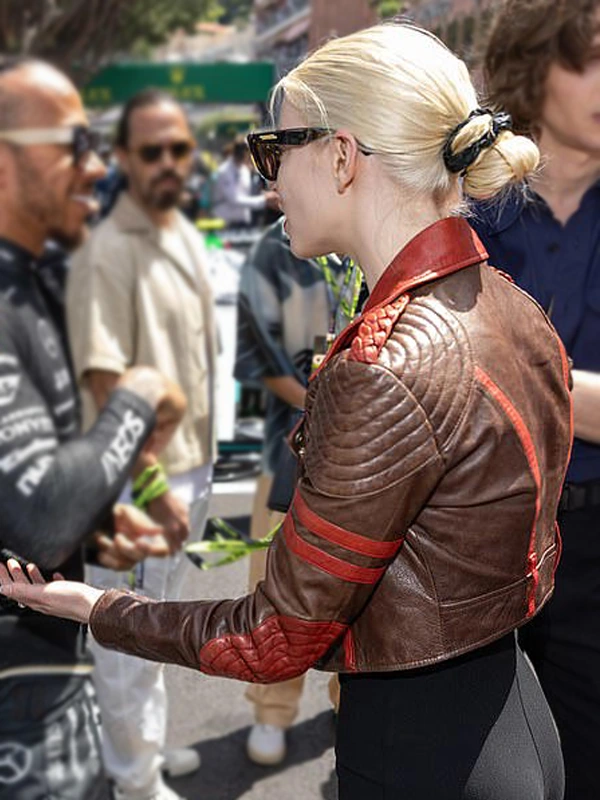 Anya Taylor Joy F1 GP Monaco Brown Leather Jacket