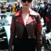 Anya Taylor Joy F1 GP Monaco Cropped Leather Jacket