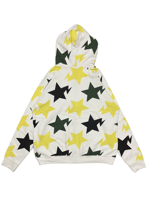 BAPE White, Yellow, and Green Stars Osaka Zip Hoodie