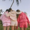 Chasing Sunset Hoodie Pink Palm Puff