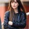 Dakota Johnson 2024 Materialists Black Leather Coat