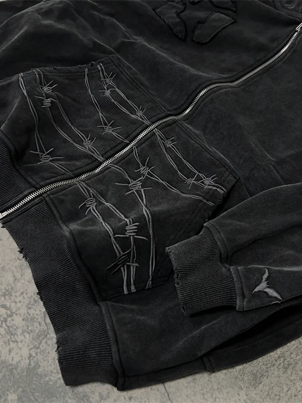 Ditch Barbed Wire Zip-Up Hoodie Black