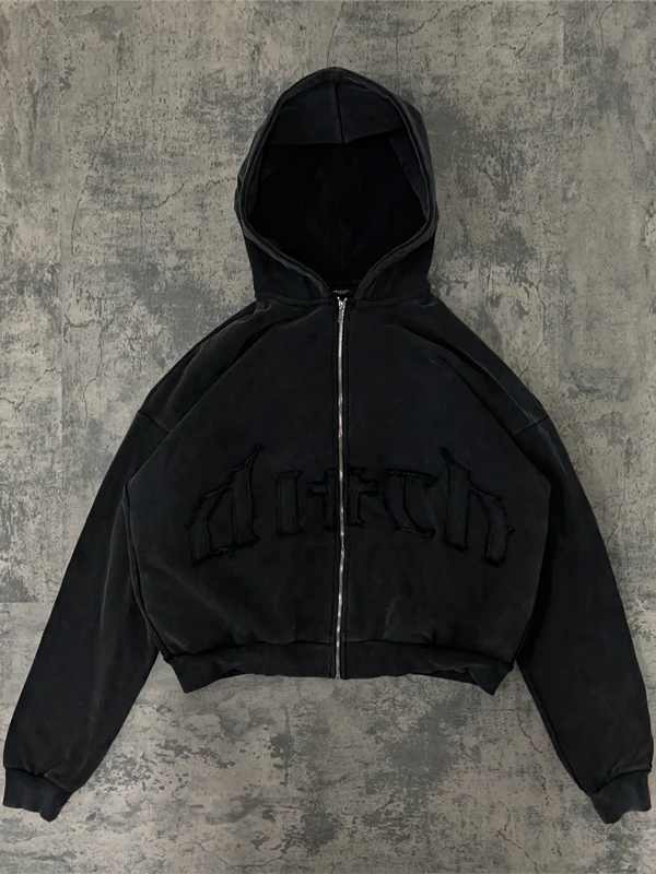 Ditch Black Zip-Up Hoodie