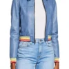 Evil Kristen Bouchard Blue Bomber Leather Jacket