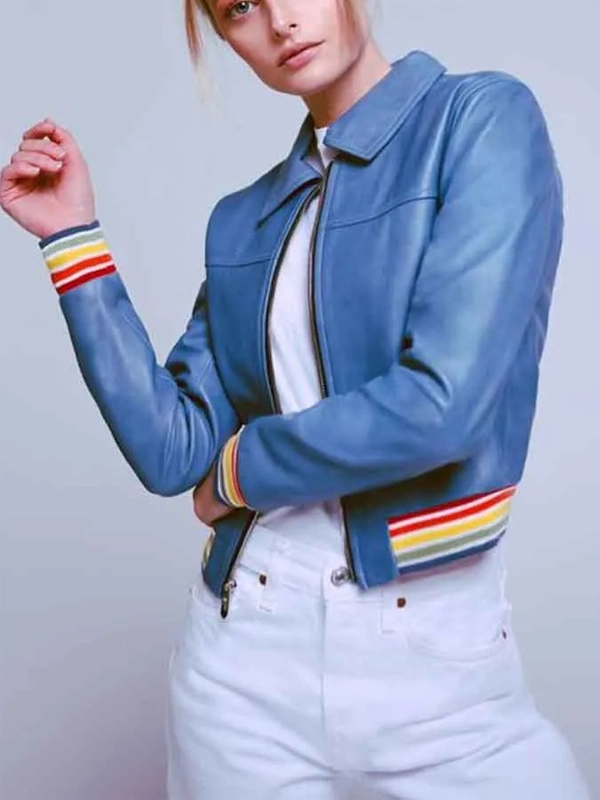 Evil Kristen Bouchard Blue Leather Jacket