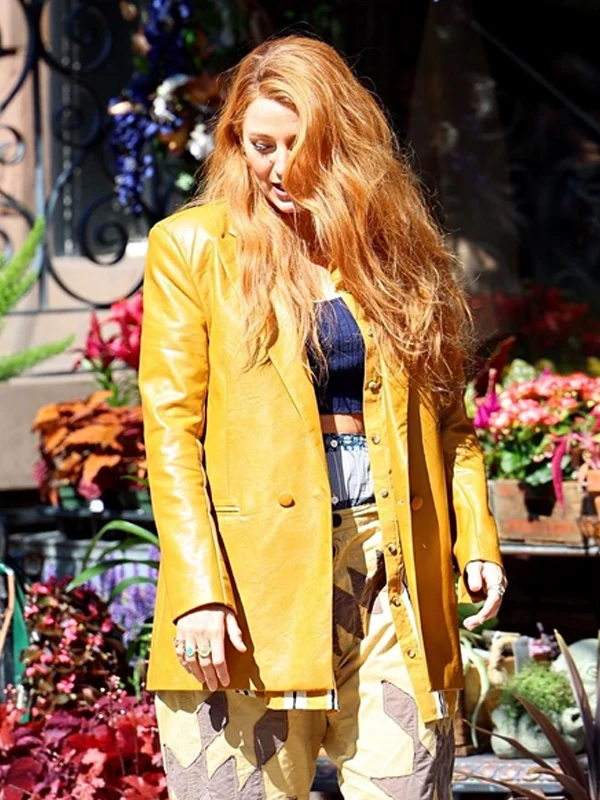 It Ends With Us 2024 Blake Lively Mustard Coat