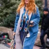 It Ends With Us Blake Lively Blue Denim Shearling Coat