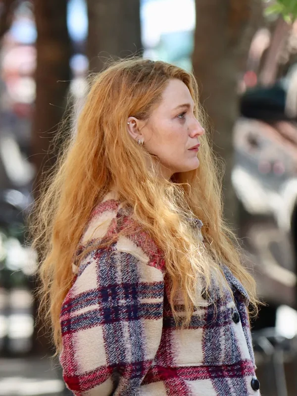 It Ends With Us Blake Lively Checked Jacket