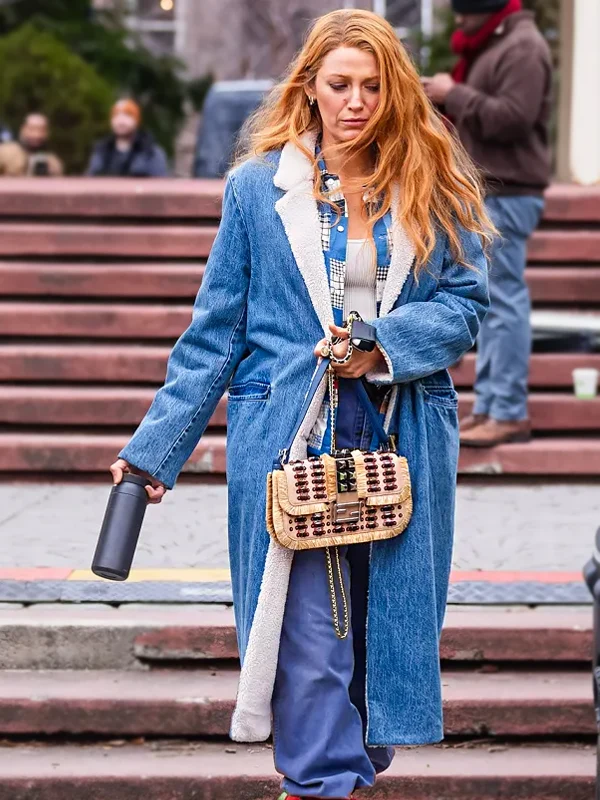 It Ends With Us Denim Shearling Coat Blake Lively