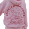 PINK PALM PUFF CHASING SUNSET HOODIE