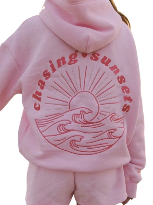 PINK PALM PUFF CHASING SUNSET HOODIE