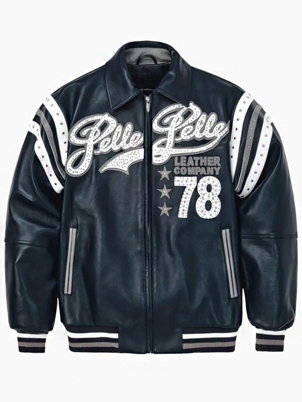 Pelle Pelle Black Encrusted Varsity Leather Jacket