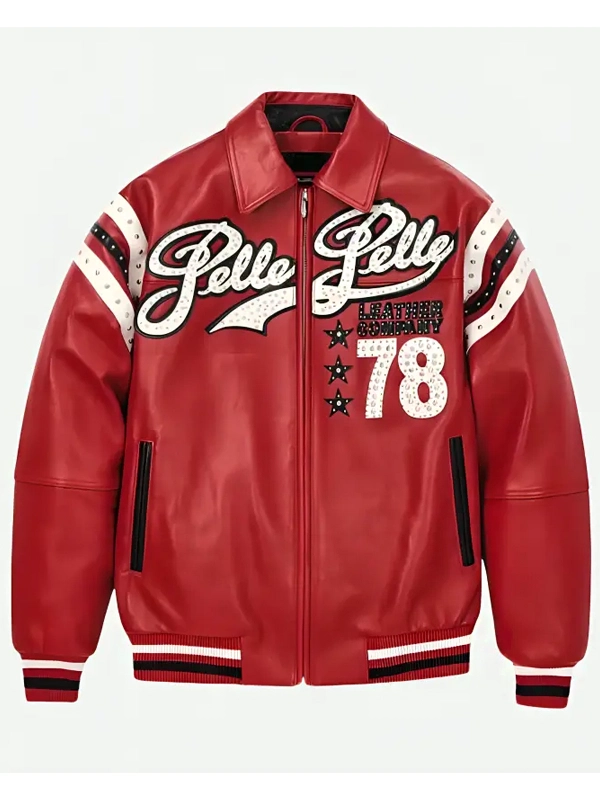 Pelle Pelle Encrusted Varsity Leather Jacket