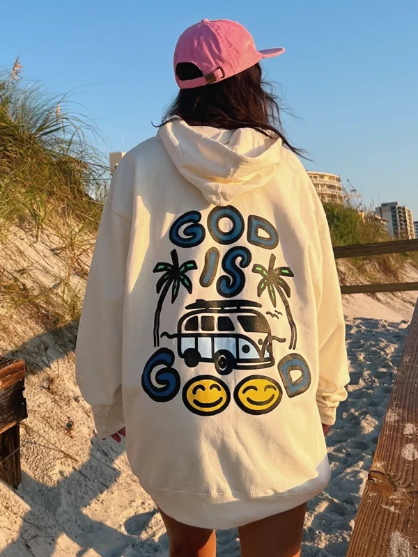 Puff Print God Is Good Hoodie