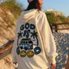 Puff Print God Is Good White Hoodie