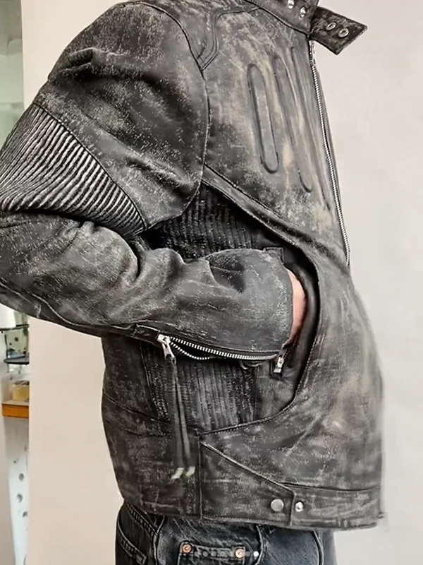 Travis Scott Juntae Kim Distressed Leather Jacket