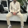 Zayn Malik Miami GP Beige Suit