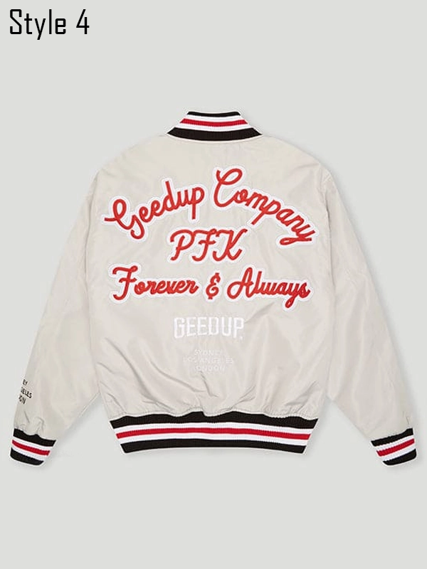 geedup company pfk white varsity jacket